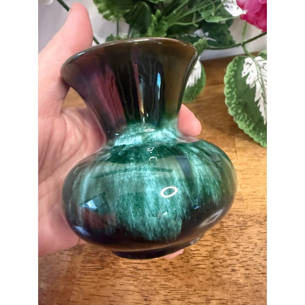 Vintage Blue Mountain Pottery Green Black Drip Vase Canadian MCM Studio Art - Picture 9 of 10